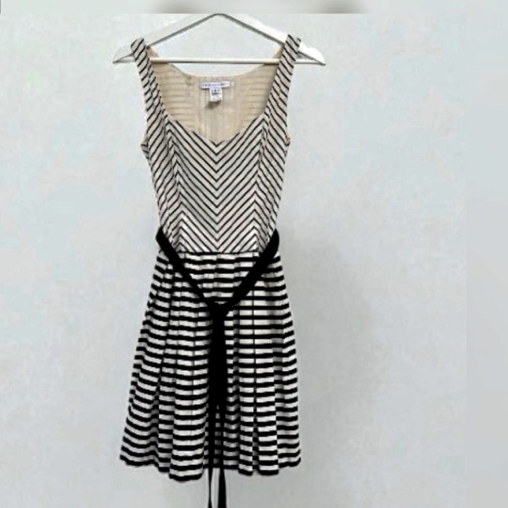 Corey Lynn Calter Striped Sleeveless Pleated Corset Dress Size 4